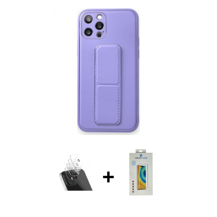 MARSİLYAN™- iPhone 12 Pro Kılıf Akış Doku - Siyah Polymer Nano Ekran Koruyucu + Kamera Lens Koruma Cam - SF