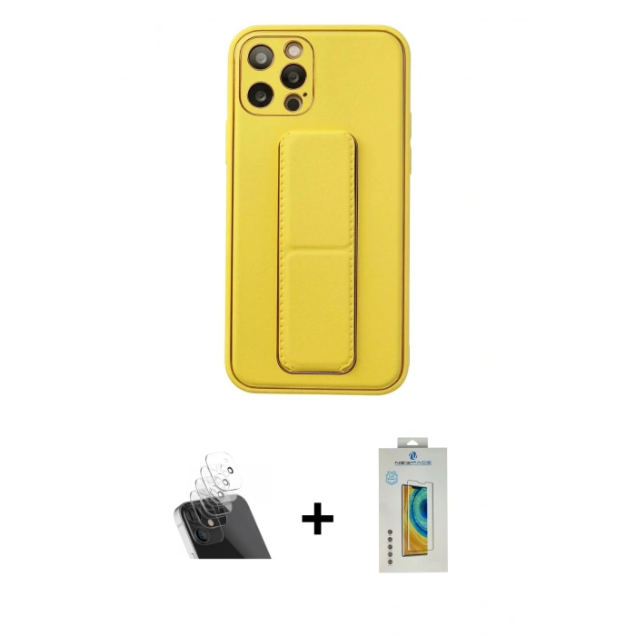 MARSİLYAN™- iPhone 12 Pro Kılıf Akış Doku - Siyah Polymer Nano Ekran Koruyucu + Kamera Lens Koruma Cam - SF