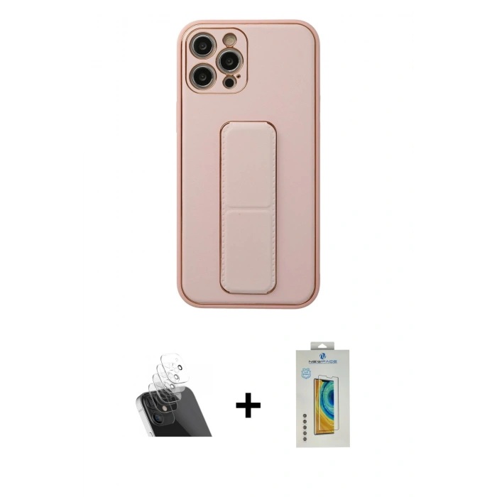 MARSİLYAN™- iPhone 12 Pro Kılıf Akış Doku - Siyah Polymer Nano Ekran Koruyucu + Kamera Lens Koruma Cam - SF