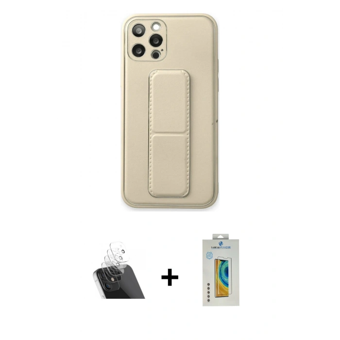 MARSİLYAN™- iPhone 12 Pro Kılıf Akış Doku - Siyah Polymer Nano Ekran Koruyucu + Kamera Lens Koruma Cam - SF