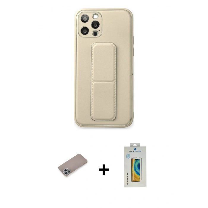 MARSİLYAN™- iPhone 12 Pro Kılıf Akış Doku - Siyah Polymer Nano Ekran Koruyucu + Shine Kamera Lens Koruma Cam - SABE