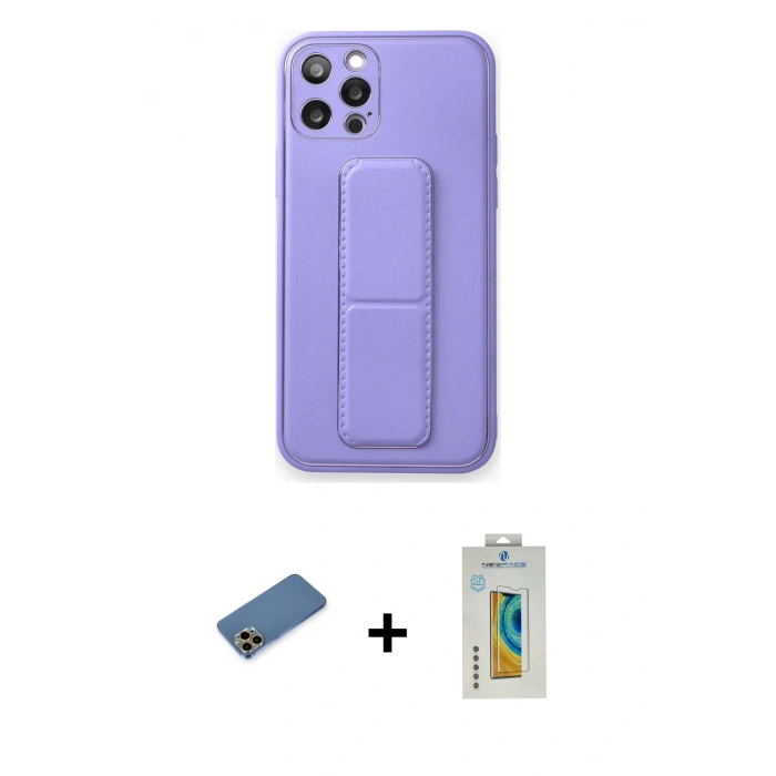 MARSİLYAN™- iPhone 12 Pro Kılıf Akış Doku - Siyah Polymer Nano Ekran Koruyucu + Shine Kamera Lens Koruma Cam - GD