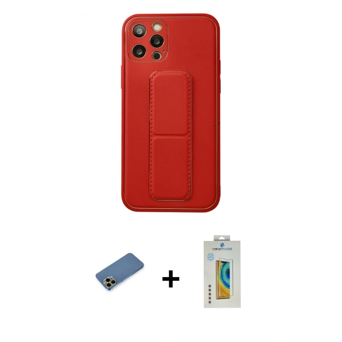 MARSİLYAN™- iPhone 12 Pro Kılıf Akış Doku - Siyah Polymer Nano Ekran Koruyucu + Shine Kamera Lens Koruma Cam - GD