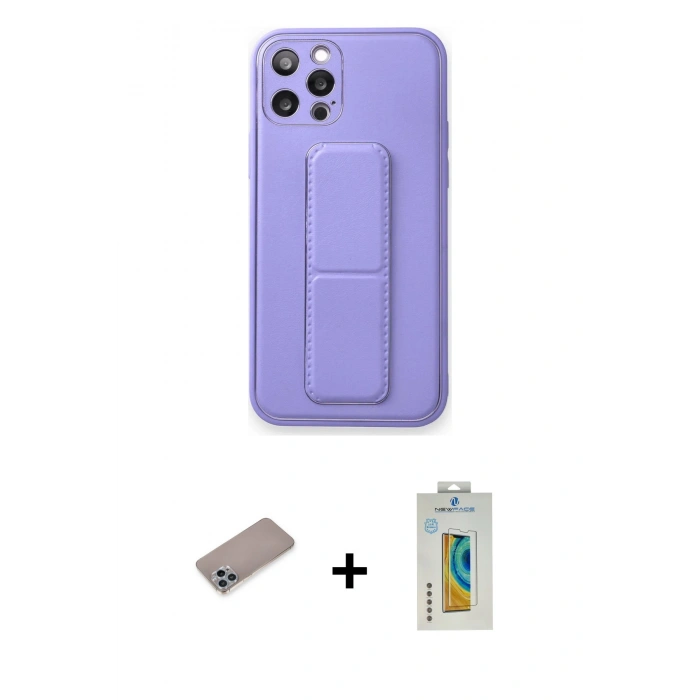 MARSİLYAN™- iPhone 12 Pro Kılıf Akış Doku - Siyah Polymer Nano Ekran Koruyucu + Sierra Blue Shine Kamera Lens Koruma Cam