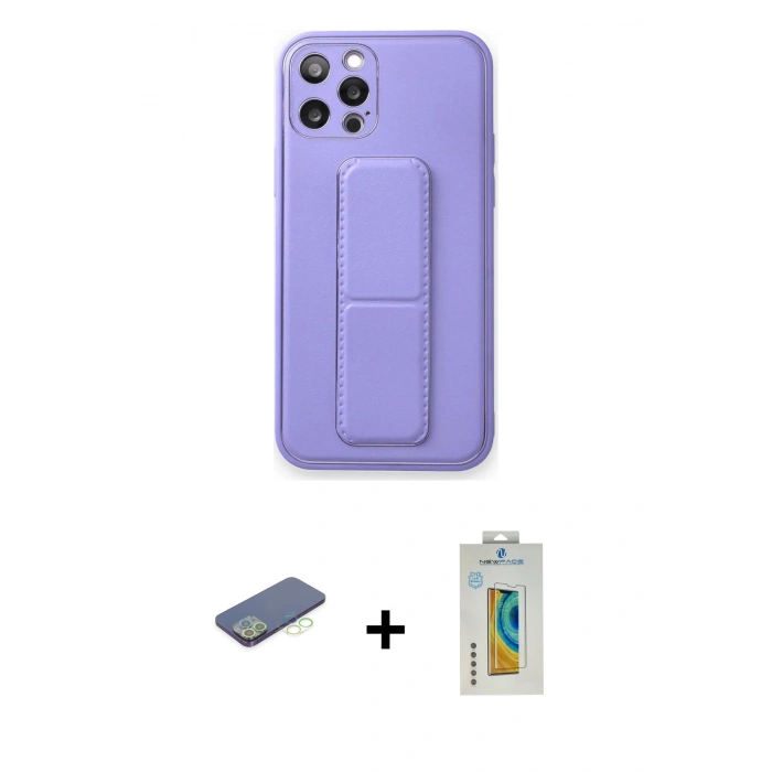 MARSİLYAN™- iPhone 12 Pro Kılıf Akış Doku - Siyah Polymer Nano Ekran Koruyucu + Yeşil Renkli Kamera Lens Koruma Cam