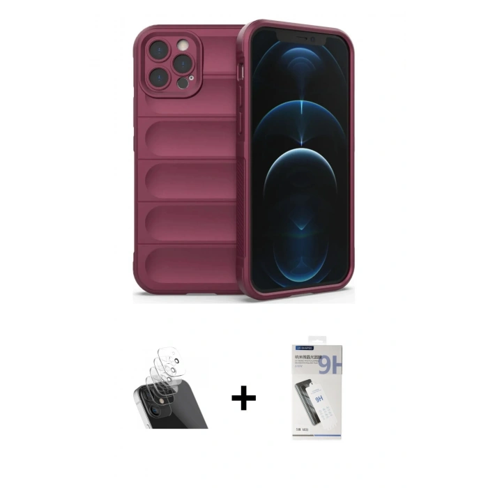 MARSİLYAN™- iPhone 12 Pro Kılıf Atlas Koleksiyonu - Şeffaf Uv Polymer Nano Ekran Koruyucu + Kamera Lens Koruma Cam - SF