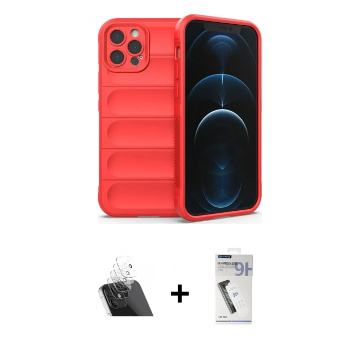 MARSİLYAN™- iPhone 12 Pro Kılıf Atlas Koleksiyonu - Şeffaf Uv Polymer Nano Ekran Koruyucu + Kamera Lens Koruma Cam - SF