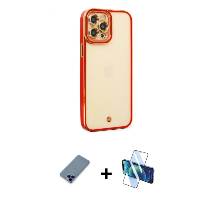MARSİLYAN™- iPhone 12 Pro Kılıf Çekirdek Klasik Serisi - Siyah 3D Antistatik Seramik Nano Ekran Koruyucu + Metal Kamera Lens Koruma Cam - MI
