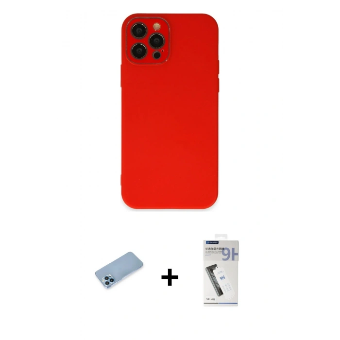 MARSİLYAN™- iPhone 12 Pro Kılıf Çekirdek Modern Serisi - Şeffaf Uv Polymer Nano Ekran Koruyucu + Shine Kamera Lens Koruma Cam - MI