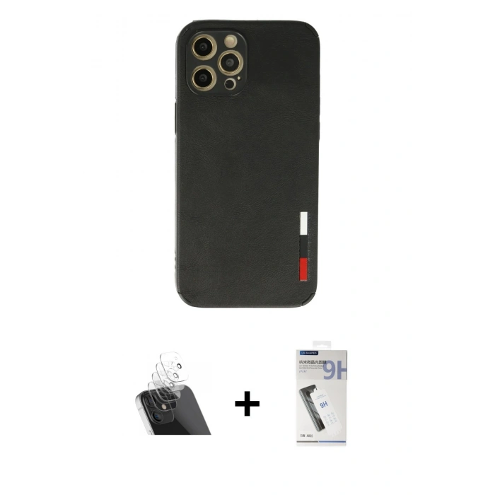 MARSİLYAN™- iPhone 12 Pro Kılıf Doruk Asil Koleksiyonu - Şeffaf Uv Polymer Nano Ekran Koruyucu + Kamera Lens Koruma Cam - SF