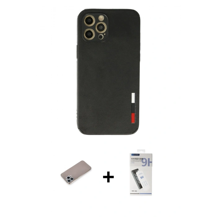 MARSİLYAN™- iPhone 12 Pro Kılıf Doruk Asil Koleksiyonu - Şeffaf Uv Polymer Nano Ekran Koruyucu + Shine Kamera Lens Koruma Cam - SABE