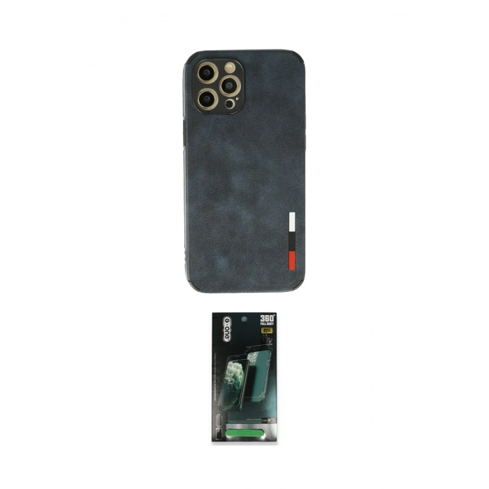 MARSİLYAN™- iPhone 12 Pro Kılıf Doruk Asil Koleksiyonu - Siyah 360 Mat Full Body Arka Koruyucu