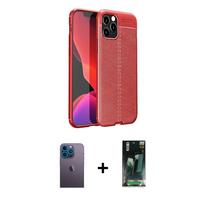MARSİLYAN™- iPhone 12 Pro Kılıf Doruk Klasik Özel Seri - Şeffaf 360 Full Body Arka Koruyucu + Neon Fosforlu Kamera Lens - MI