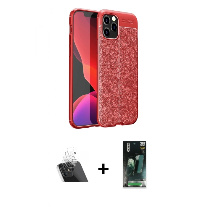 MARSİLYAN™- iPhone 12 Pro Kılıf Doruk Klasik Özel Seri - Şeffaf 360 Full Body Arka Koruyucu + Kamera Lens Koruma Cam - SF
