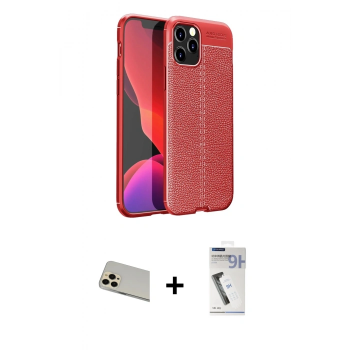 MARSİLYAN™- iPhone 12 Pro Kılıf Doruk Klasik Özel Seri - Şeffaf Uv Polymer Nano Ekran Koruyucu + Rainbow Kamera Lens Koruma Cam - GD