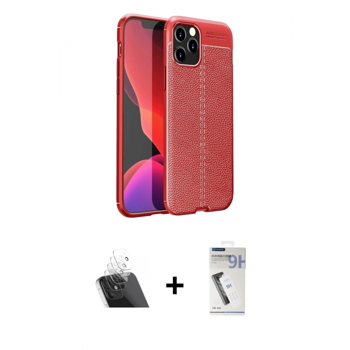 MARSİLYAN™- iPhone 12 Pro Kılıf Doruk Klasik Özel Seri - Şeffaf Uv Polymer Nano Ekran Koruyucu + Kamera Lens Koruma Cam - SF