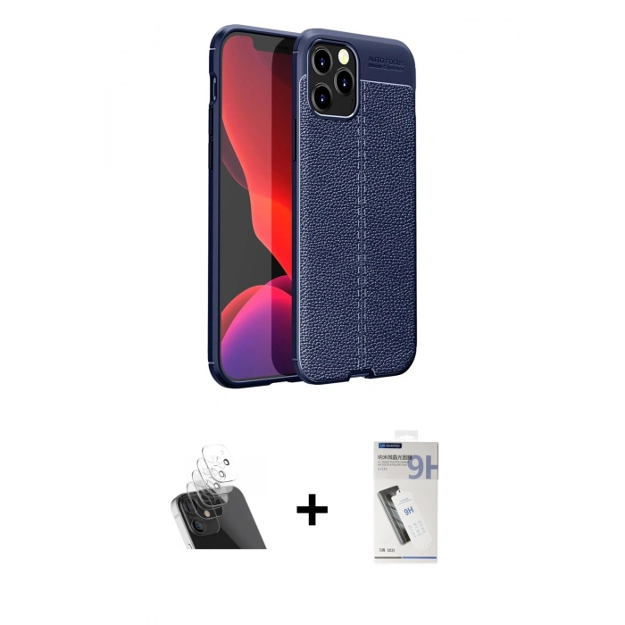MARSİLYAN™- iPhone 12 Pro Kılıf Doruk Klasik Özel Seri - Şeffaf Uv Polymer Nano Ekran Koruyucu + Kamera Lens Koruma Cam - SF