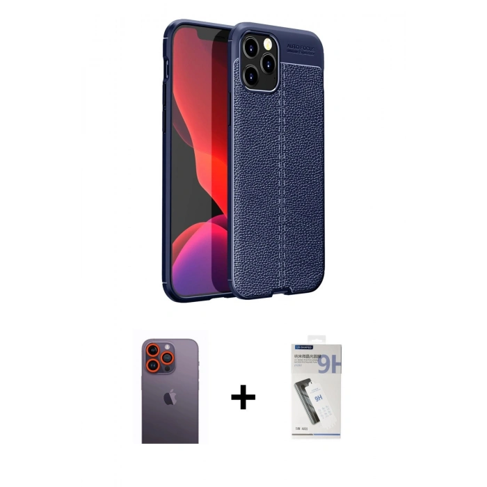 MARSİLYAN™- iPhone 12 Pro Kılıf Doruk Klasik Özel Seri - Şeffaf Uv Polymer Nano Ekran Koruyucu + Neon Fosforlu Kamera Lens - TU