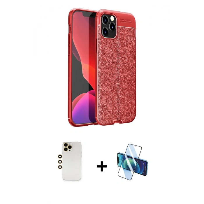MARSİLYAN™- iPhone 12 Pro Kılıf Doruk Klasik Özel Seri - Siyah 3D Antistatik Seramik Nano Ekran Koruyucu + Shine Kamera Lens - GD
