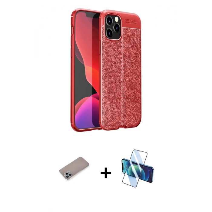 MARSİLYAN™- iPhone 12 Pro Kılıf Doruk Klasik Özel Seri - Siyah 3D Antistatik Seramik Nano Ekran Koruyucu + Shine Kamera Lens Koruma Cam - SABE