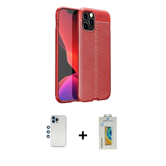 MARSİLYAN™- iPhone 12 Pro Kılıf Doruk Klasik Özel Seri - Siyah Polymer Nano Ekran Koruyucu + Shine Kamera Lens - MI