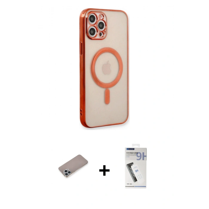 MARSİLYAN™- iPhone 12 Pro Kılıf Doruk Minimal - Şeffaf Uv Polymer Nano Ekran Koruyucu + Shine Kamera Lens Koruma Cam - SABE