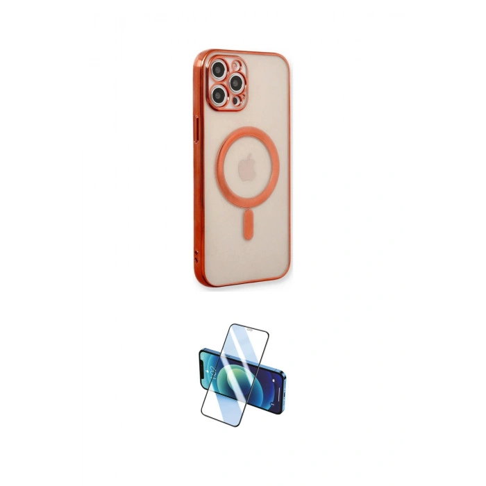 MARSİLYAN™- iPhone 12 Pro Kılıf Doruk Minimal - Siyah 3D Antistatik Cam Ekran Koruyucu