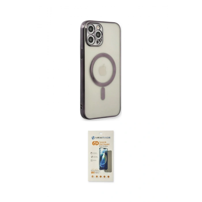 MARSİLYAN™- iPhone 12 Pro Kılıf Doruk Minimal - Siyah 6D Mat Seramik Hayalet Nano Ekran Koruyucu