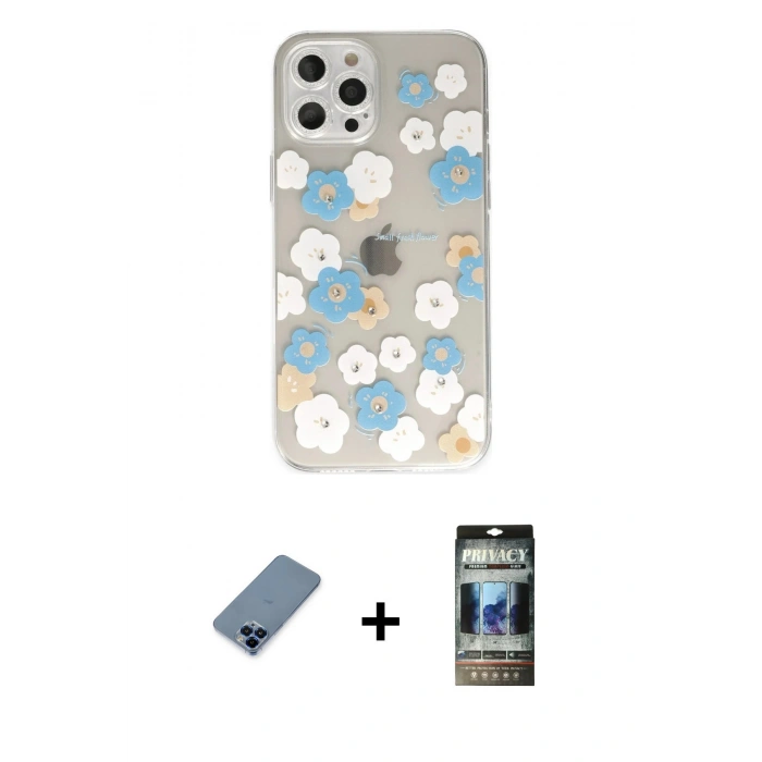 MARSİLYAN™- iPhone 12 Pro Kılıf Eksen Asil Prime - Siyah 34D Hayalet Izgaralı Cam + Metal Kamera Lens Koruma Cam - MI