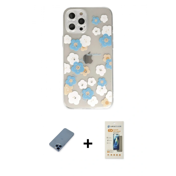MARSİLYAN™- iPhone 12 Pro Kılıf Eksen Asil Prime - Siyah 6D Mat Seramik Hayalet Nano Ekran Koruyucu + Metal Kamera Lens Koruma Cam - MI