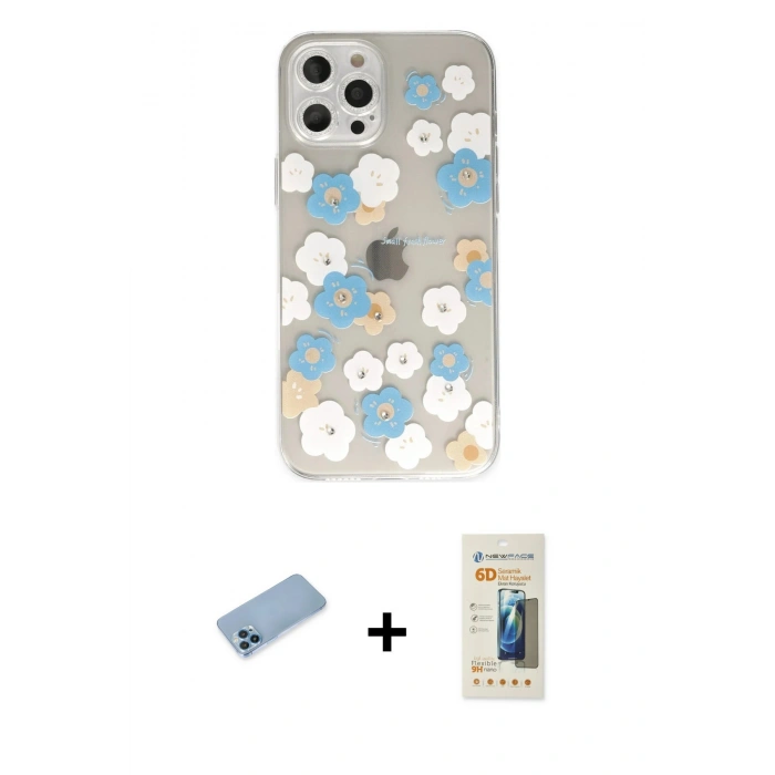 MARSİLYAN™- iPhone 12 Pro Kılıf Eksen Asil Prime - Siyah 6D Mat Seramik Hayalet Nano Ekran Koruyucu + Shine Kamera Lens Koruma Cam - MI