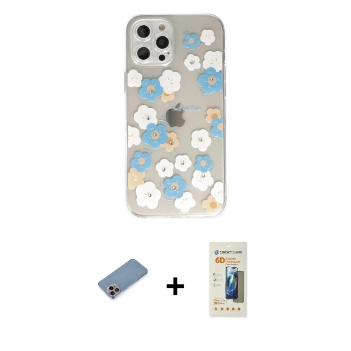 MARSİLYAN™- iPhone 12 Pro Kılıf Eksen Asil Prime - Siyah 6D Mat Seramik Hayalet Nano Ekran Koruyucu + Shine Kamera Lens Koruma Cam - PE