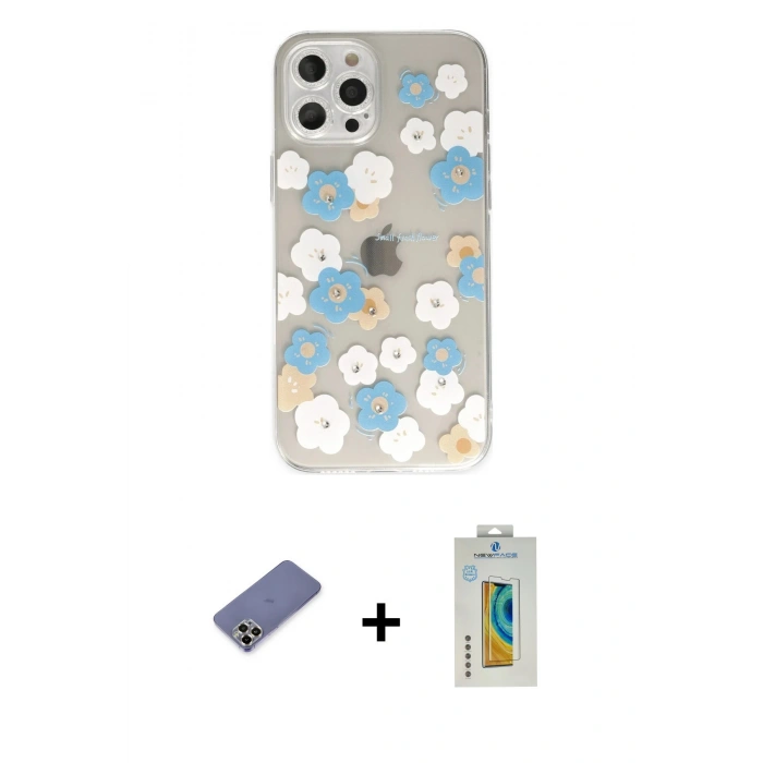 MARSİLYAN™- iPhone 12 Pro Kılıf Eksen Asil Prime - Siyah Polymer Nano Ekran Koruyucu + Metal Kamera Lens Koruma Cam - GD