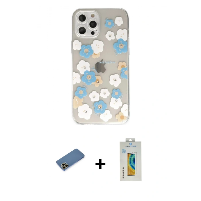 MARSİLYAN™- iPhone 12 Pro Kılıf Eksen Asil Prime - Siyah Polymer Nano Ekran Koruyucu + Shine Kamera Lens Koruma Cam - GD