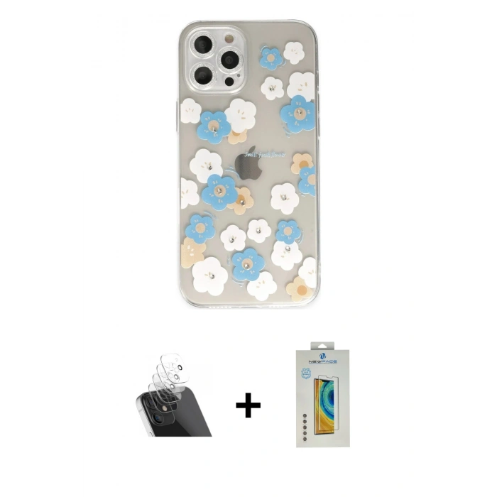 MARSİLYAN™- iPhone 12 Pro Kılıf Eksen Asil Prime - Siyah Polymer Nano Ekran Koruyucu + Kamera Lens Koruma Cam - SF