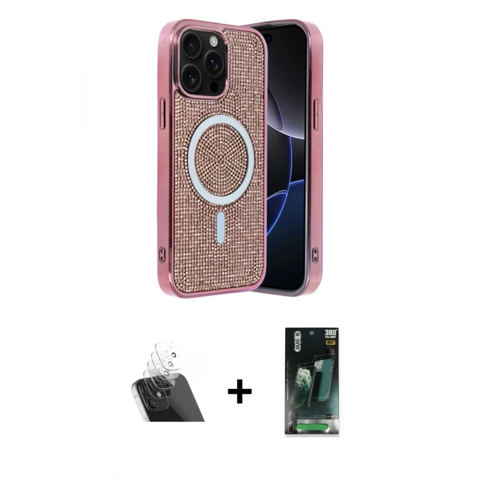 MARSİLYAN™- iPhone 12 Pro Kılıf Eksen Çizgi - Şeffaf 360 Full Body Arka Koruyucu + Kamera Lens Koruma Cam - SF