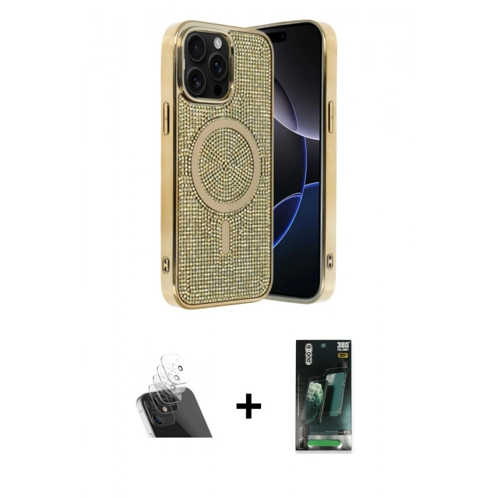 MARSİLYAN™- iPhone 12 Pro Kılıf Eksen Çizgi - Şeffaf 360 Full Body Arka Koruyucu + Kamera Lens Koruma Cam - SF