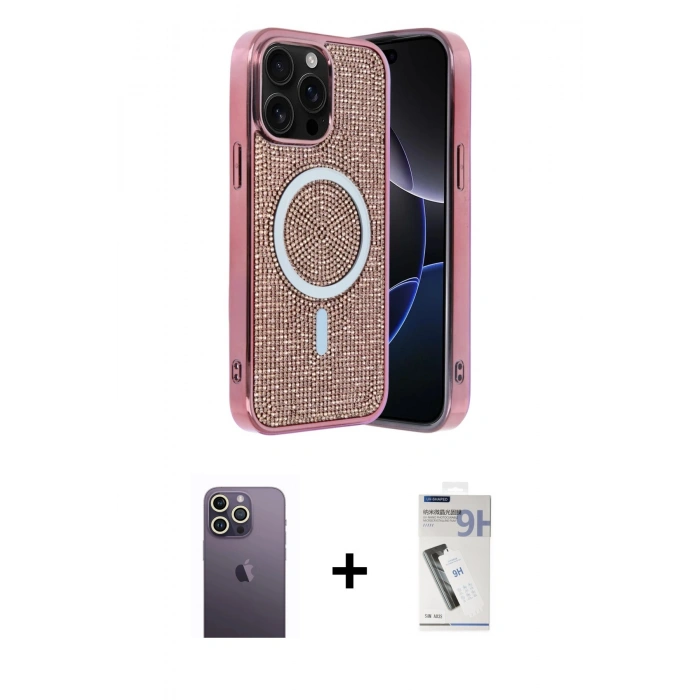 MARSİLYAN™- iPhone 12 Pro Kılıf Eksen Çizgi - Şeffaf Uv Polymer Nano Ekran Koruyucu + Neon Fosforlu Kamera Lens - BZ