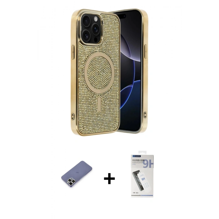 MARSİLYAN™- iPhone 12 Pro Kılıf Eksen Çizgi - Şeffaf Uv Polymer Nano Ekran Koruyucu + Metal Kamera Lens Koruma Cam - GD