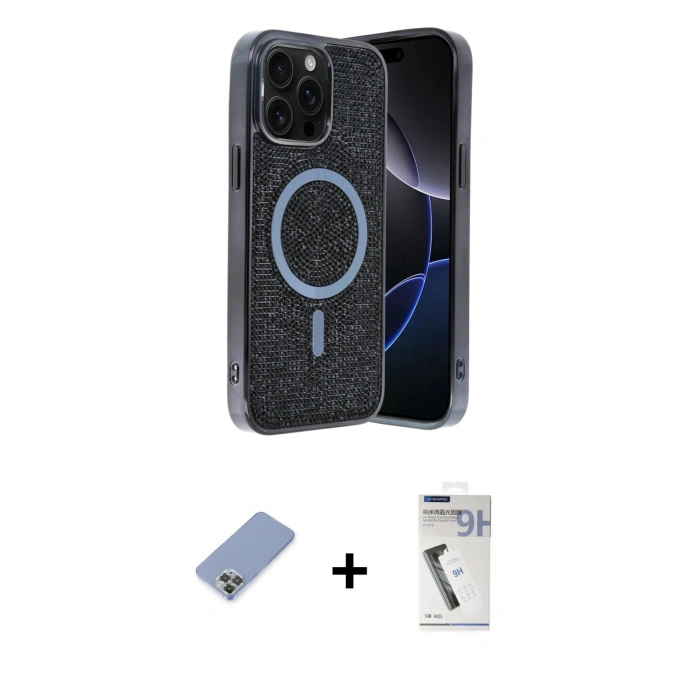 MARSİLYAN™- iPhone 12 Pro Kılıf Eksen Çizgi - Şeffaf Uv Polymer Nano Ekran Koruyucu + Metal Kamera Lens Koruma Cam - KUYL