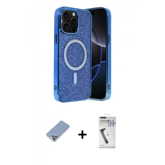 MARSİLYAN™- iPhone 12 Pro Kılıf Eksen Çizgi - Şeffaf Uv Polymer Nano Ekran Koruyucu + Metal Kamera Lens Koruma Cam - KUYL