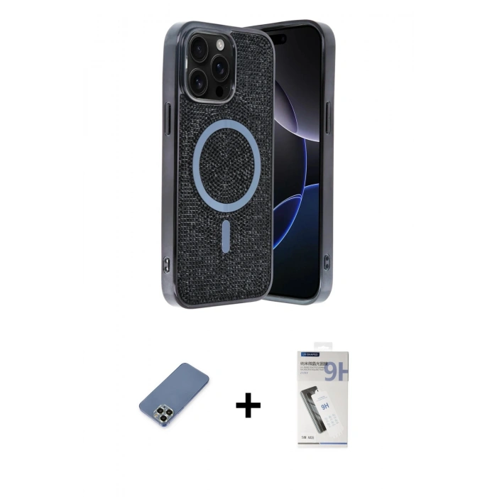MARSİLYAN™- iPhone 12 Pro Kılıf Eksen Çizgi - Şeffaf Uv Polymer Nano Ekran Koruyucu + Metal Kamera Lens Koruma Cam - AKYL
