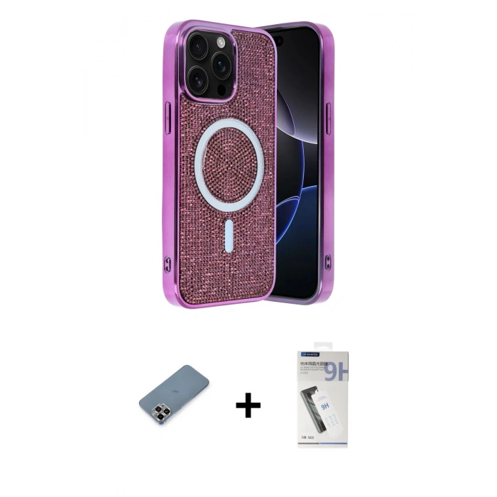 MARSİLYAN™- iPhone 12 Pro Kılıf Eksen Çizgi - Şeffaf Uv Polymer Nano Ekran Koruyucu + Metal Kamera Lens Koruma Cam - MR