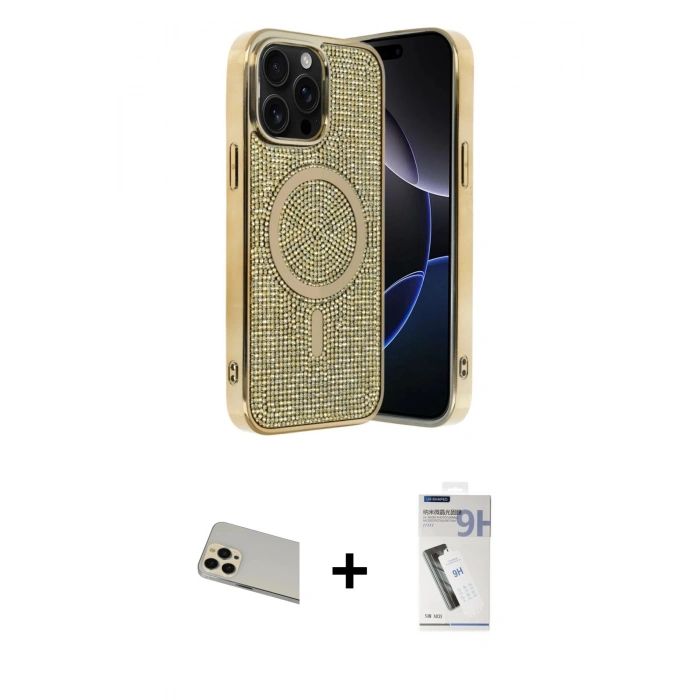 MARSİLYAN™- iPhone 12 Pro Kılıf Eksen Çizgi - Şeffaf Uv Polymer Nano Ekran Koruyucu + Rainbow Kamera Lens Koruma Cam - GD