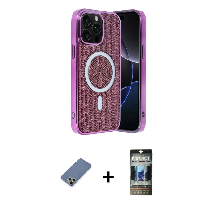 MARSİLYAN™- iPhone 12 Pro Kılıf Eksen Çizgi - Siyah 34D Hayalet Izgaralı Cam + Metal Kamera Lens Koruma Cam - AKYL