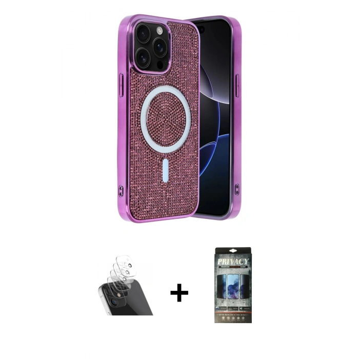 MARSİLYAN™- iPhone 12 Pro Kılıf Eksen Çizgi - Siyah 34D Hayalet Izgaralı Cam + Kamera Lens Koruma Cam - SF
