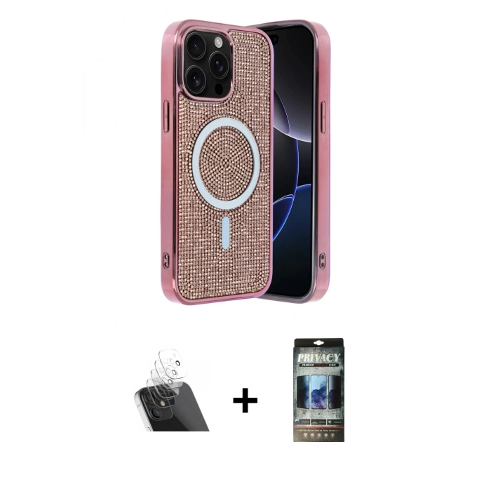 MARSİLYAN™- iPhone 12 Pro Kılıf Eksen Çizgi - Siyah 34D Hayalet Izgaralı Cam + Kamera Lens Koruma Cam - SF
