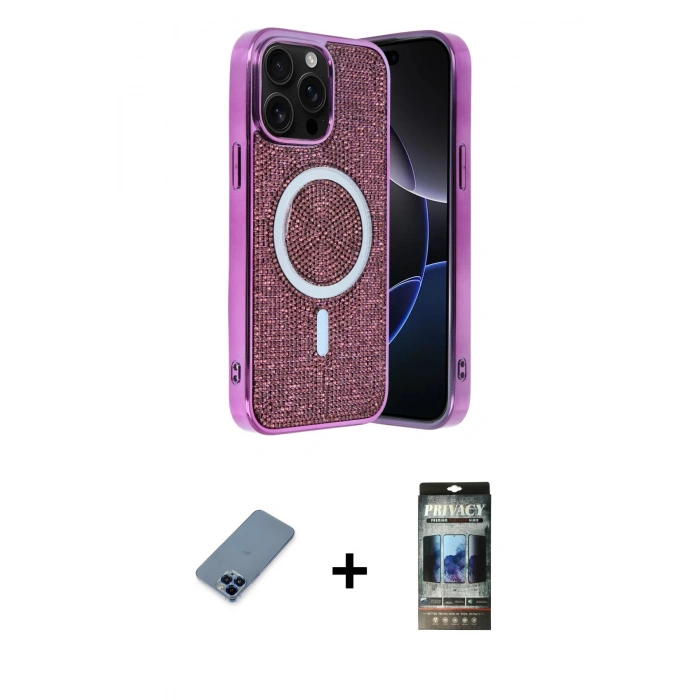 MARSİLYAN™- iPhone 12 Pro Kılıf Eksen Çizgi - Siyah 34D Hayalet Izgaralı Cam + Metal Kamera Lens Koruma Cam - MI