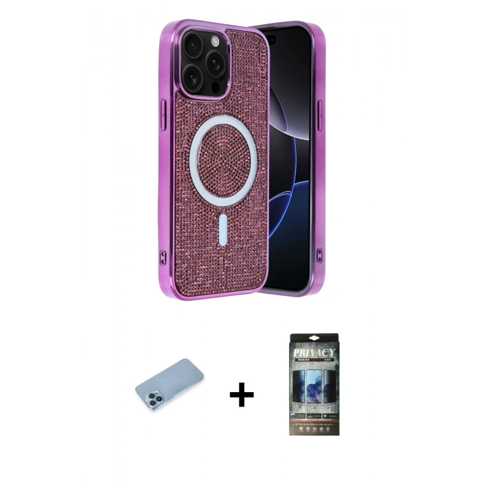 MARSİLYAN™- iPhone 12 Pro Kılıf Eksen Çizgi - Siyah 34D Hayalet Izgaralı Cam + Shine Kamera Lens Koruma Cam - MI