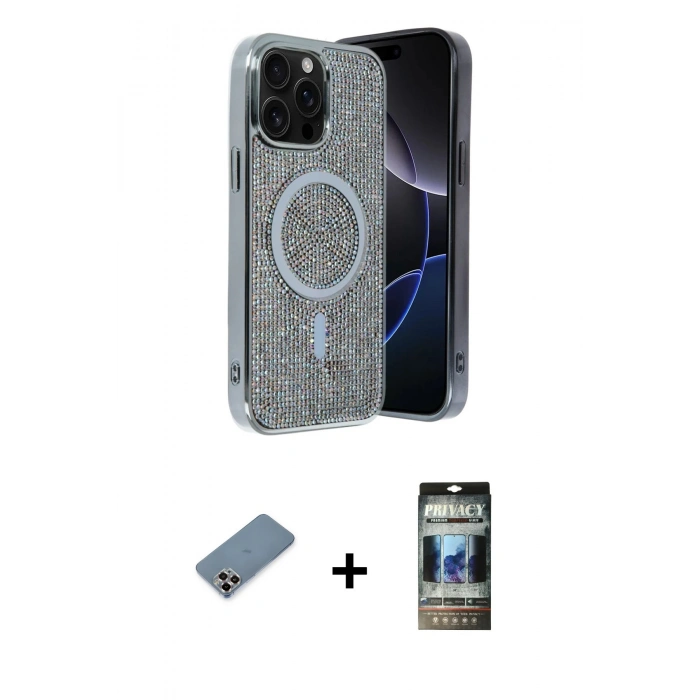 MARSİLYAN™- iPhone 12 Pro Kılıf Eksen Çizgi - Siyah 34D Hayalet Izgaralı Cam + Metal Kamera Lens Koruma Cam - MR